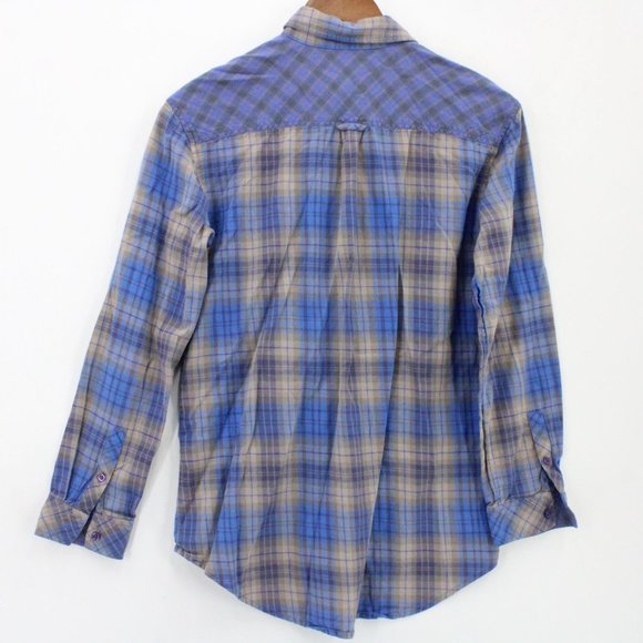 AX Armani Exchange Flannel Shirt Womens Blue Plaid Button Down Collared XS - Picture 8 of 10